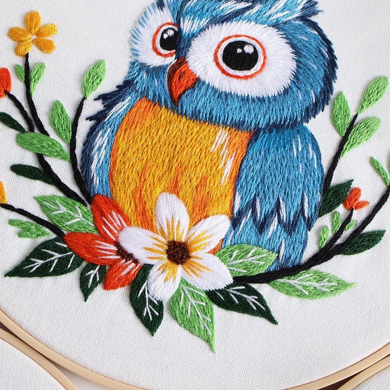 COCOMOX 3 Sets Embroidery Kit, Hand Embroidery Stiches Practice Kit for Beginners Adults, Owl Embroidery Kit Craft Lover Hand Stitch with Embroidery Skill Techniques - Image 3